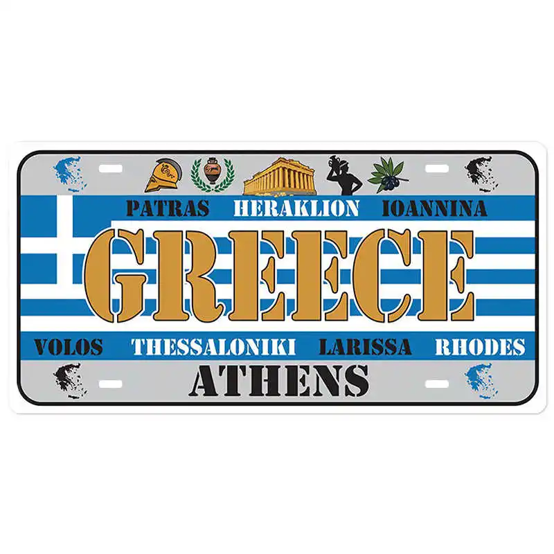 Greece Национальный стиль оловянный знак декоративный номерной знак табличка металлическая винтажная настенная табличка домашний бар Декор железная живопись металлический плакат - Цвет: Greece