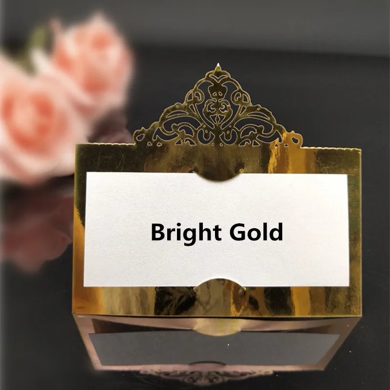 bright gold 100 шт лазерная резка Место карточка сопровождения имя место сиденье карты свадебные принадлежности настольные карты для вечерние украшения стола 6zSH873 - Цвет: bright gold
