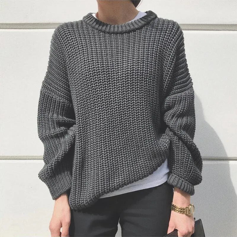 

Loose Autumn Winter Sweater Women New Korean Casual Oversized Warm Knitted Sweater O Neck Female Pullovers Fashion Solid Tops
