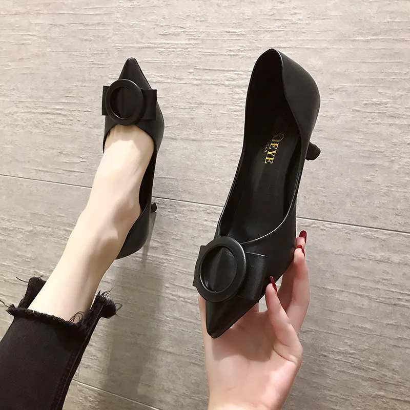 

Ladies Pointed Toe Dress Shoes Ladies High Heels Ladies Shoes Buckles Ladies Non-slip Low Heel Slim Wedding Shoes Women Heels