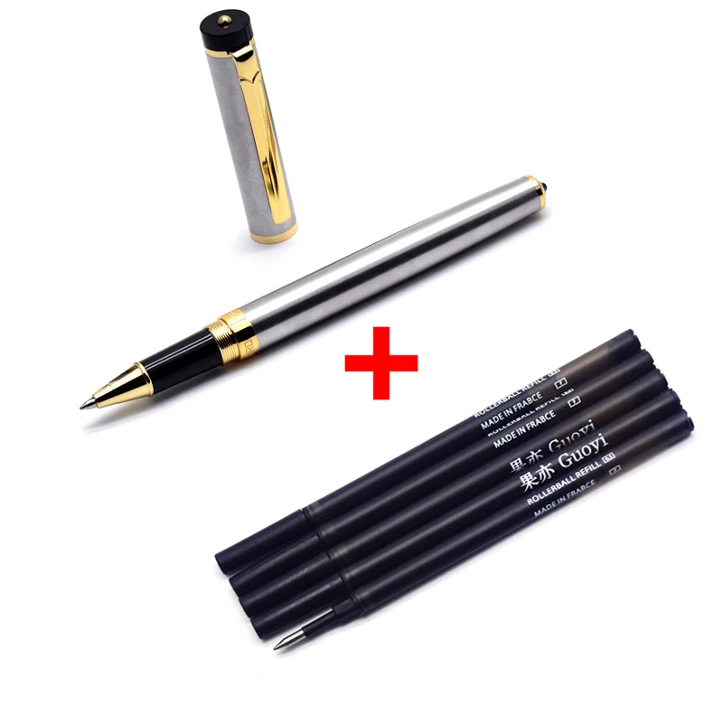 Steel-5 Black refill CCCAGYA D08 Отель Шариковая ручка для бизнеса офисные и школьные принадлежности 0,5 мм гелевая ручка, карандаши и принадлежности для письма подарочная ручка - Цвет: Steel-5 Black refill