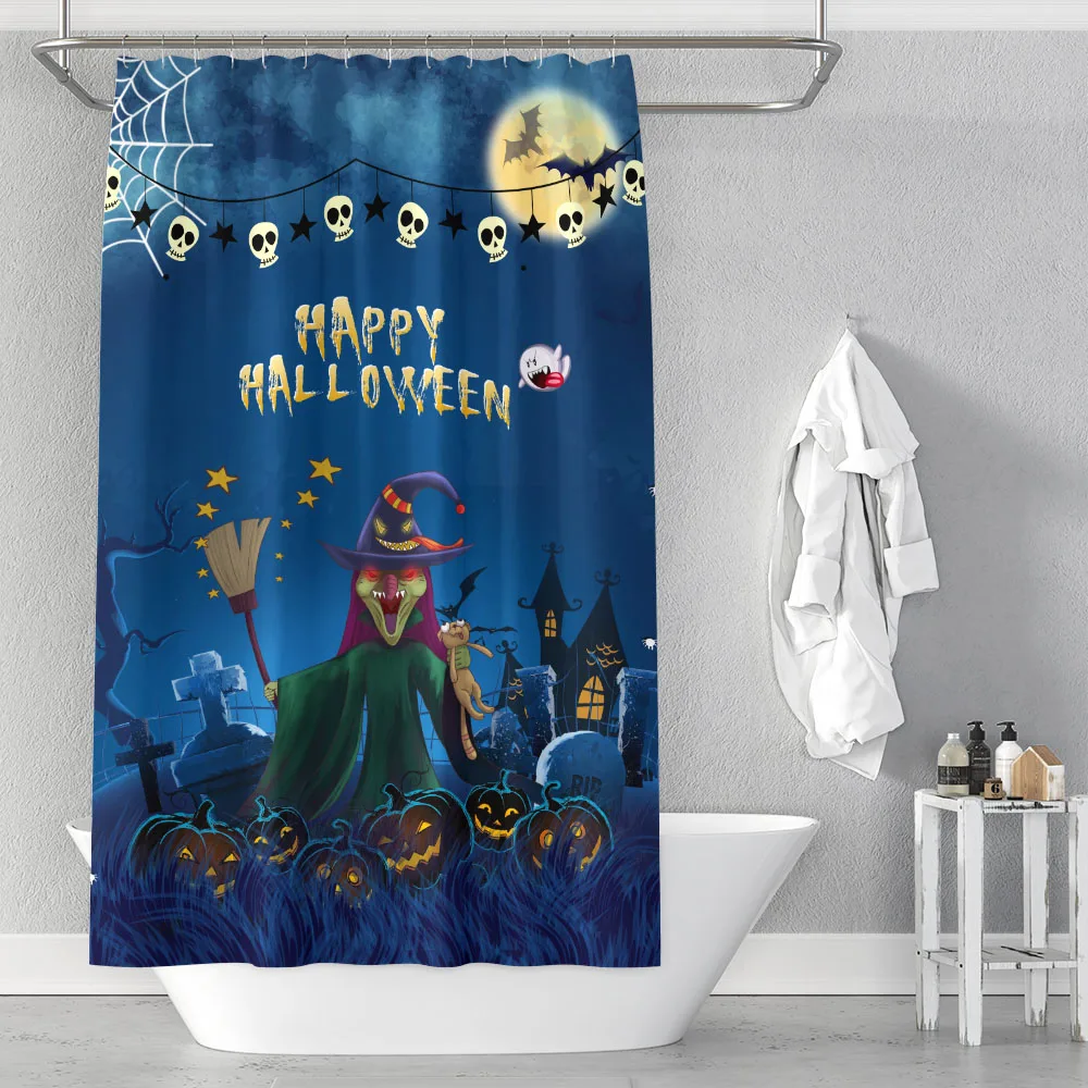 Хэллоуин занавеска для душа Праздничная сцена украшение фоновая стена ванной