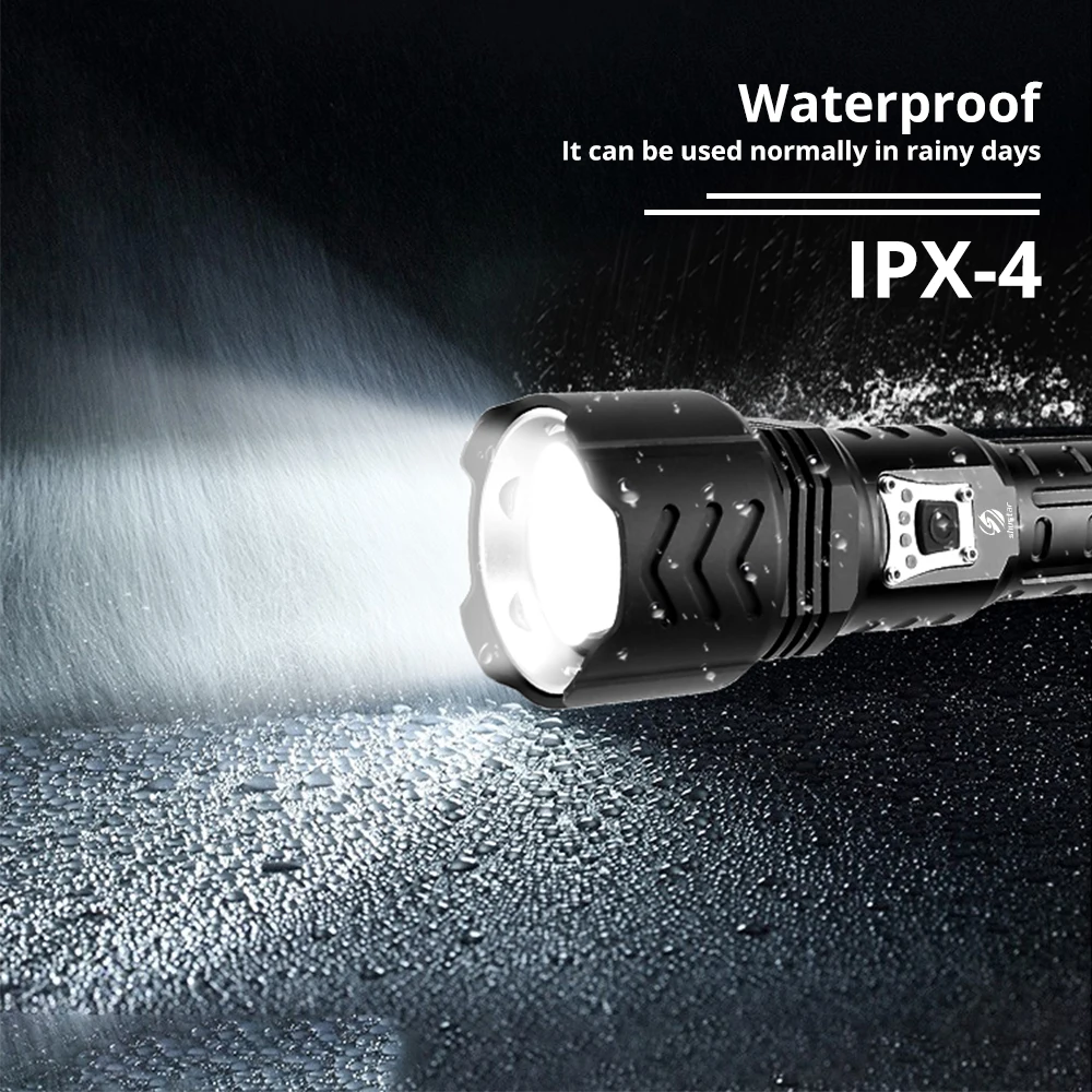 Super Bright 4 Core P90 LED Flashlight With Battery Display Portable outdoor waterproof light Suitable for camping adventure | Лампы и