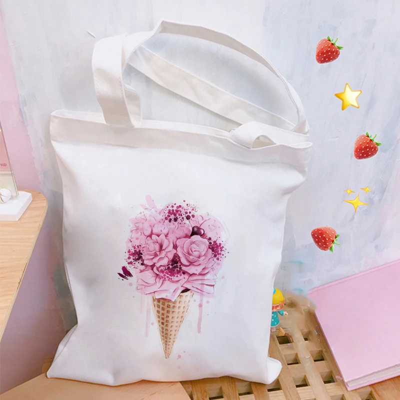 

Beautiful Fashion Flower Printed Ladies Handbags Harajuku Aesthetics Canvas Tote Bag Women Reusable Casual Shoulder Shopper Bags
