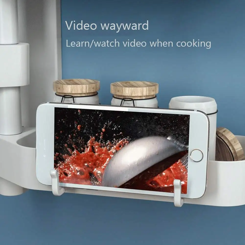 Органайзер для ванной комнаты без дрели вращающийся 3-слойный