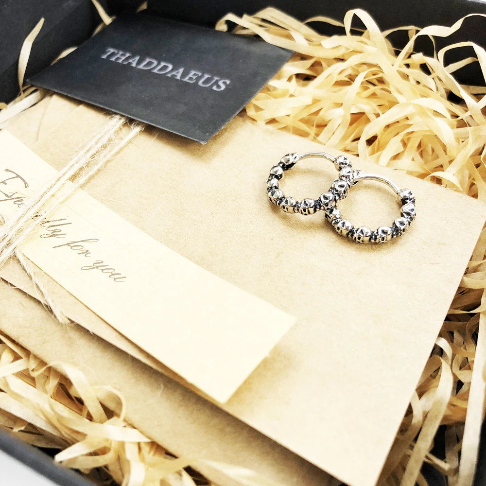 

Creole Skulls Hinged Hoop Earrings,Europe Style Punk Fashion Good Jewelry For Women Men,2019 Gift In 925 Sterling Silver