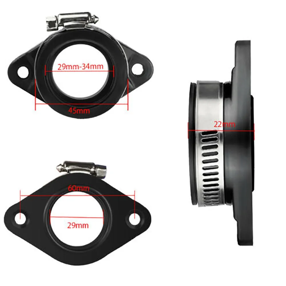 

Black Carburetor Intake Adapter Replacement 2X Accessory Durable Useful