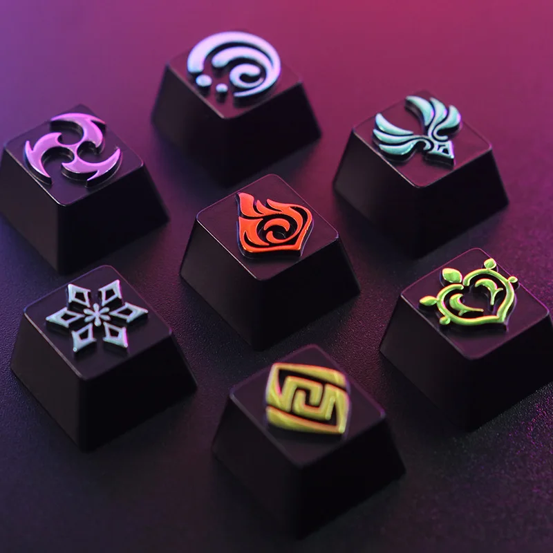 

New Keycaps Anime Zinc Aluminium Alloy Cute Keycap Mechanical Keyboard Key Caps R4 Height Stereoscopic Relief For Genshin Impact