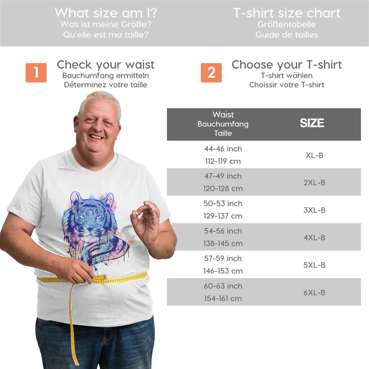 

Designer Tiger Men Plus Size T Shirt Oversized Summer Top Tees for Fathers Big Man Cotton T-shirt Workout Clothes Customized