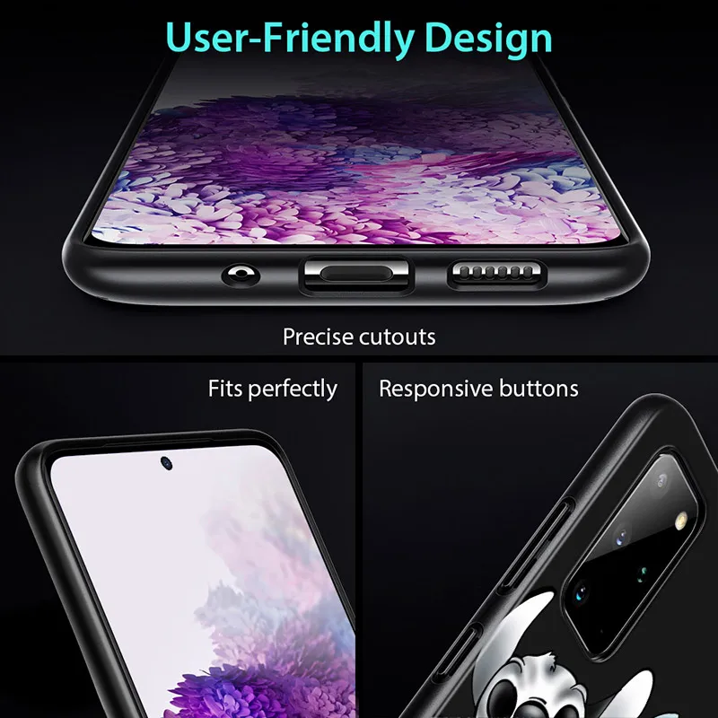 Lilo Stitch Cartoon For Samsung Galaxy A73 A33 A72 A71 A52 A51 A22 A12 A32 A21S 4G 5G Silicone Soft Black Phone Case