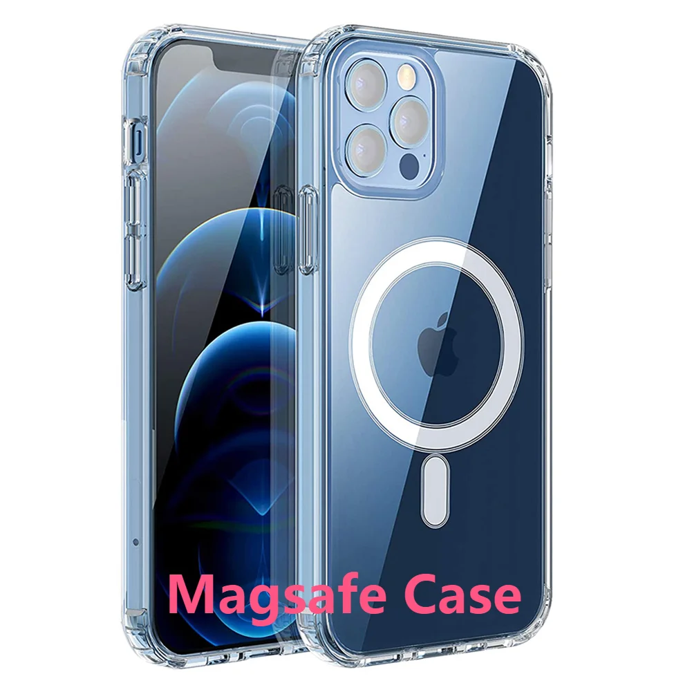 

1pcs Magsafe Transparent Clear Case For IPhone 12mini 11 Pro Max 8 XS X XR Cover Magnetic Shockproof Funda With Retail Package