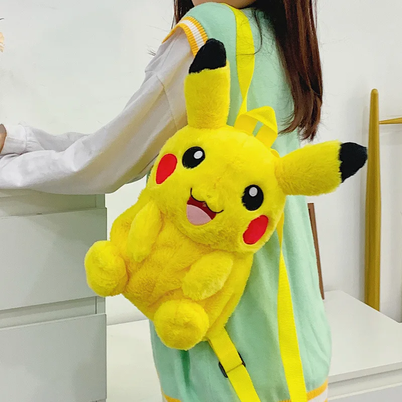 Japanese Anime TAKARA TOMY Pokemon Plush Backpack Pikachu Cartoon Figure Pattern Children High Capacity School Bag Baby Backpack
