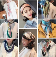 HOT Imitation Silk Square Scarf Shawls For Women Striped Womens kerchief Satin Mens headband Ladies Handkerchief 70CMX70CM