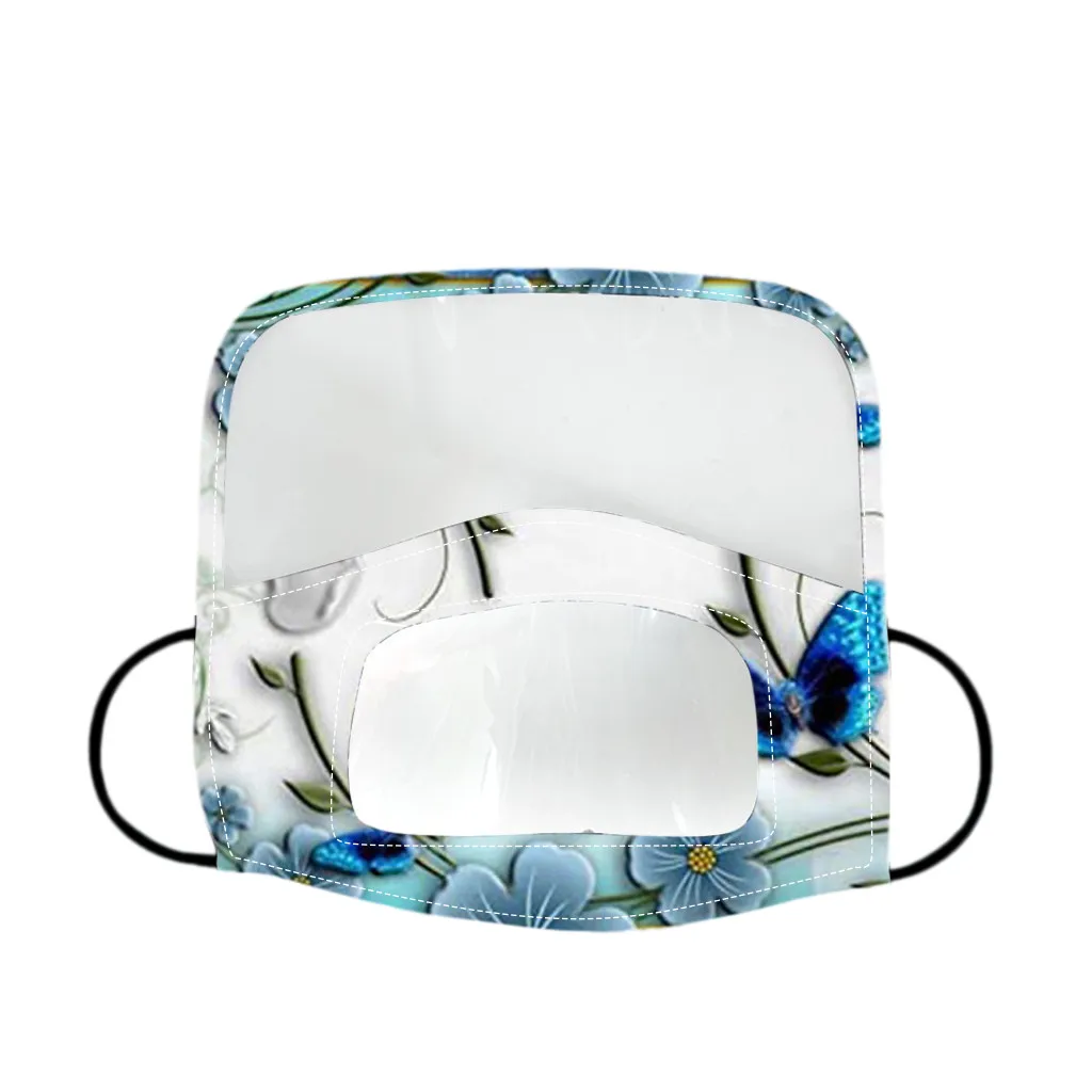 

10PCS Face Mask With Eye Shield Mask And Visible Clear Window Masks Dust Protection Mouth Masque Floral Print Mascarillas Adult