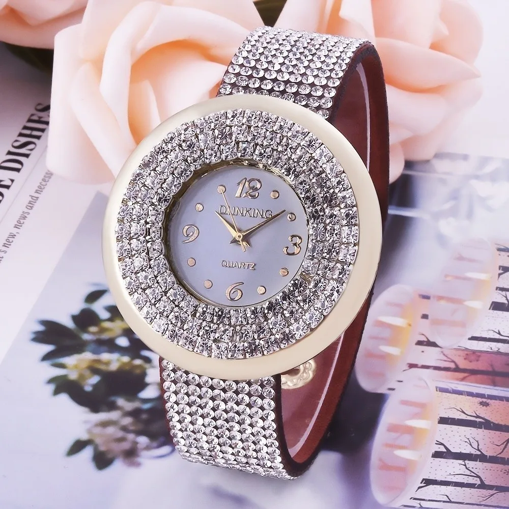 Лидер продаж 2020 женские наручные часы с полностью бриллиантовым кожаным