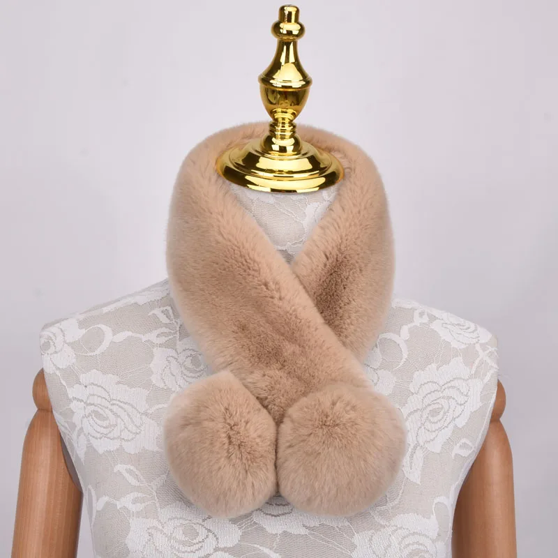 Зимний шарф Женское Ожерелье шарфы из меха кролика Рекс роскошная брендовая шаль