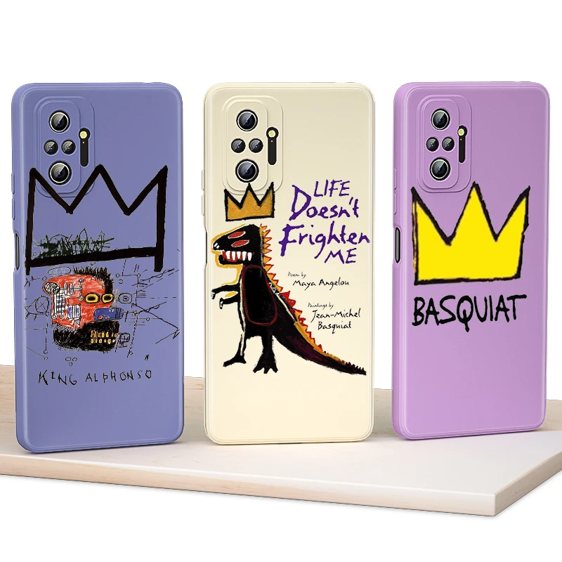 

Street Fashion Art Crown For Xiaomi Redmi Note 10S 10T 10 9T 9 9S 8T 8 7 Pro Max 5G Phone Case Liquid Silicone Soft TPU Cover