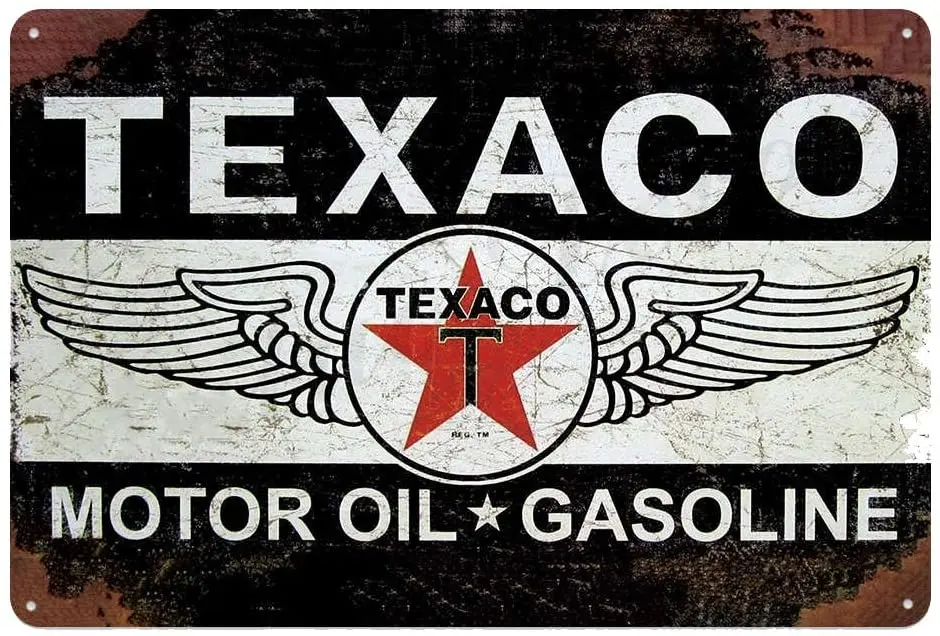 

Original Vintage Design Texaco Motor Oil Tin Metal Wall Decoration Signs, Thick Tinplate Art Poster for Garage/Man Cave
