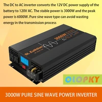 3000w pure sine wave power inverter 12v dc to 120v ac 60hz with lcd usb port and wireless remote control