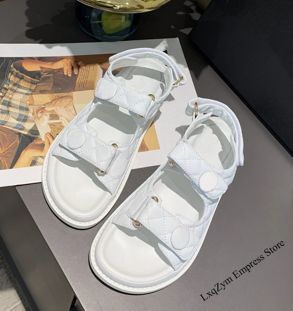 Дизайнерские женские роскошные брендовые стеганые кожаные летние сандалии на