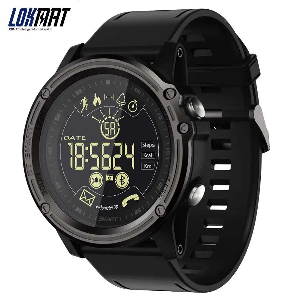 Мужские спортивные умные часы LOKMAT 5ATM водонепроницаемые с шагомером и
