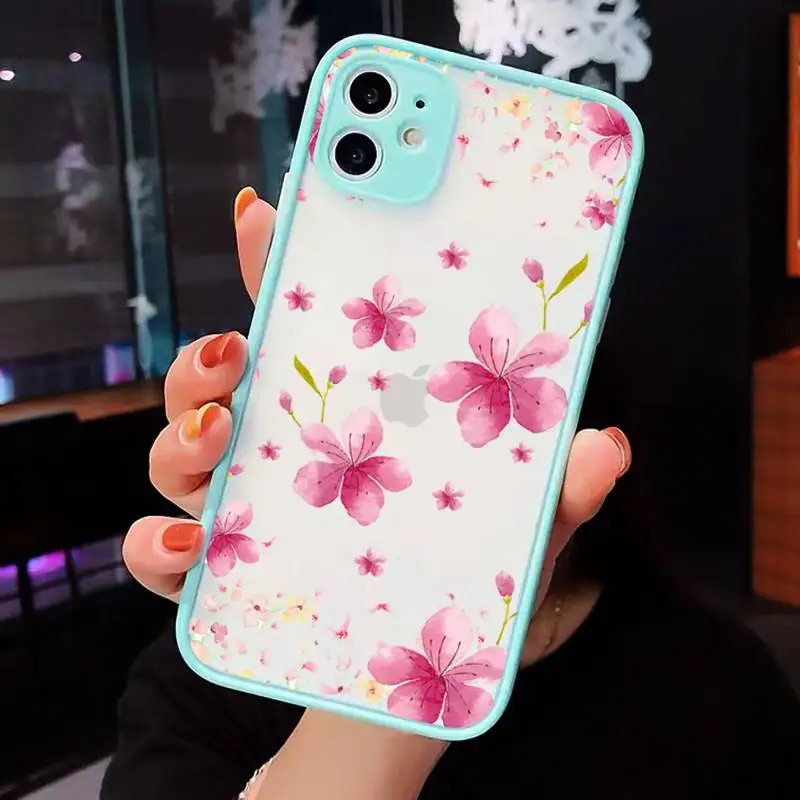 

Dried flowers pink Phone Cases matte transparent For iphone 7 8 11 12 plus mini x xs xr pro max cover