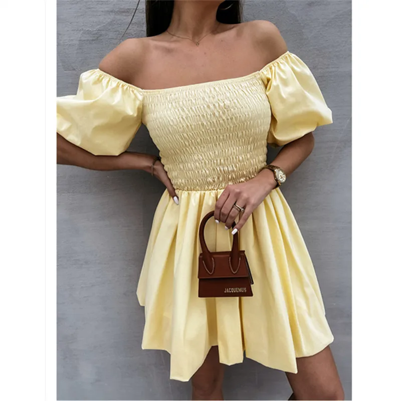 

Plus Size Women Dress Summer Sexy Slash Neck Casual Dress 2021 Mini Korean Dress for Women
