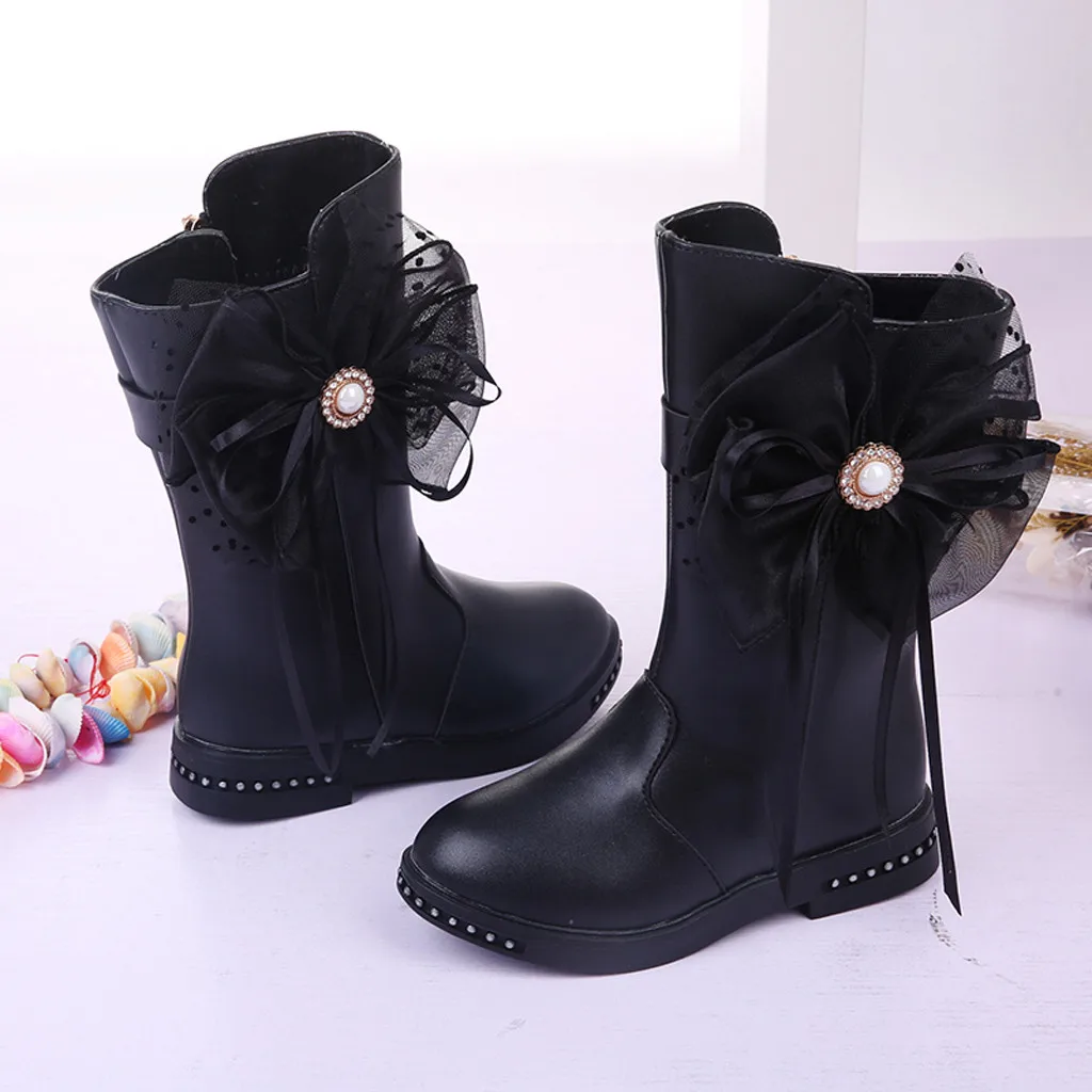 Toddler Infant Kids Baby Princess Butterfly Knot Shoes Fashion Leather Boots Children's shoes boots New Brand | Детская одежда и