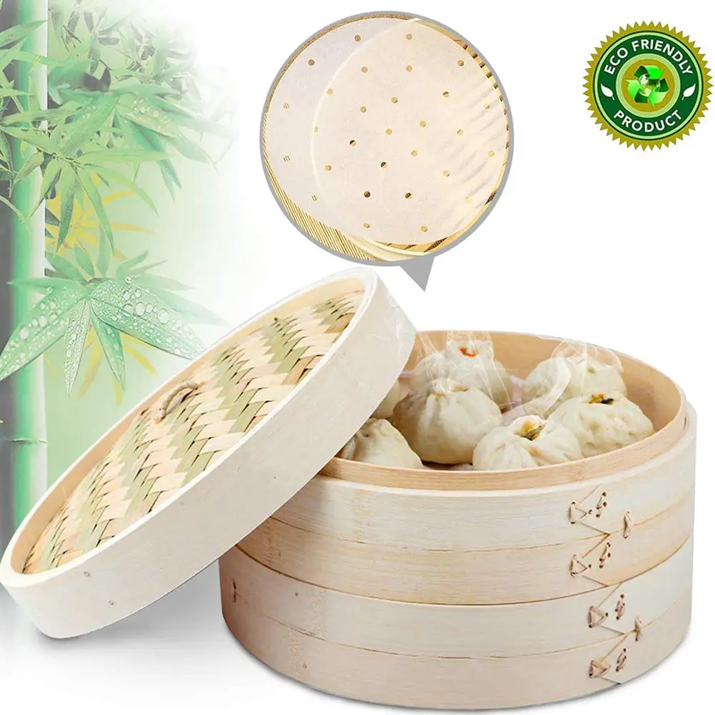 Высококачественный двухуровневый бамбуковый Пароварка ручной работы прочный