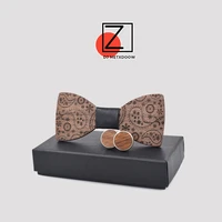 new fashion accessories plaids womens mens bowknot bowtie classic carved print wood creative bow ties necktie wedding party set