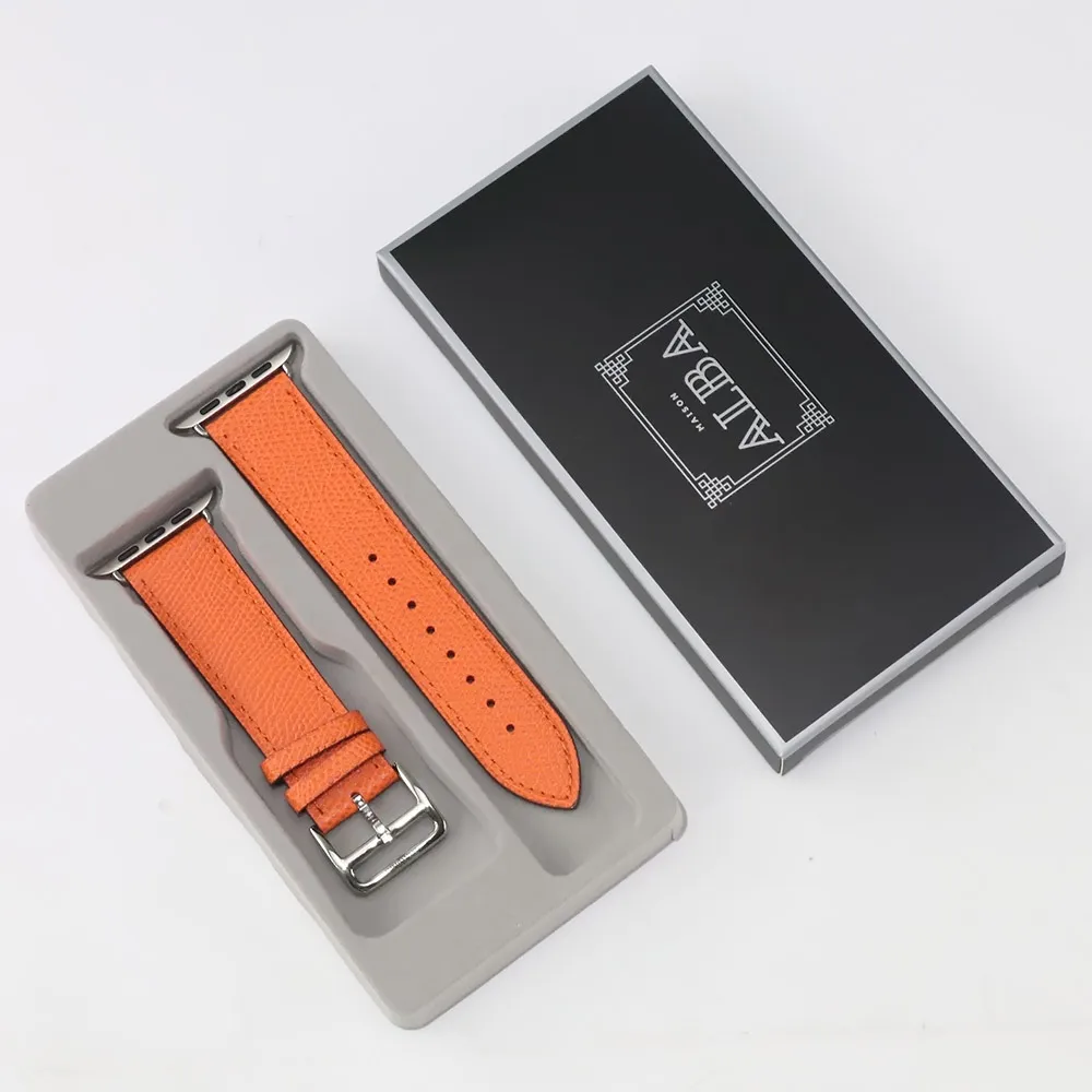 

Herm 100% Genuine Cow Leather loop Bracelet for Apple Watch Band 6 SE 5 4 42MM 38MM 44MM 40MM correa Strap for iWatch Wristband