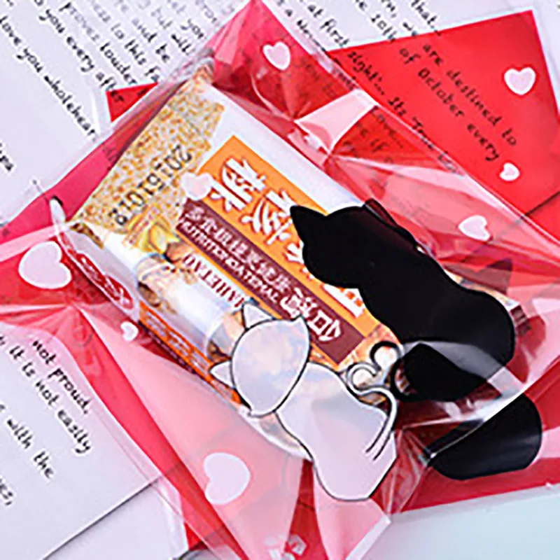 100 шт Подарочная черно белая сумка с рисунком кота вечерние сумки упаковка для