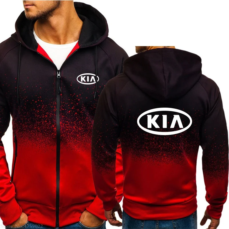 

New design men's hooded Kia Sweatshirt casual long sleeve top zipper top