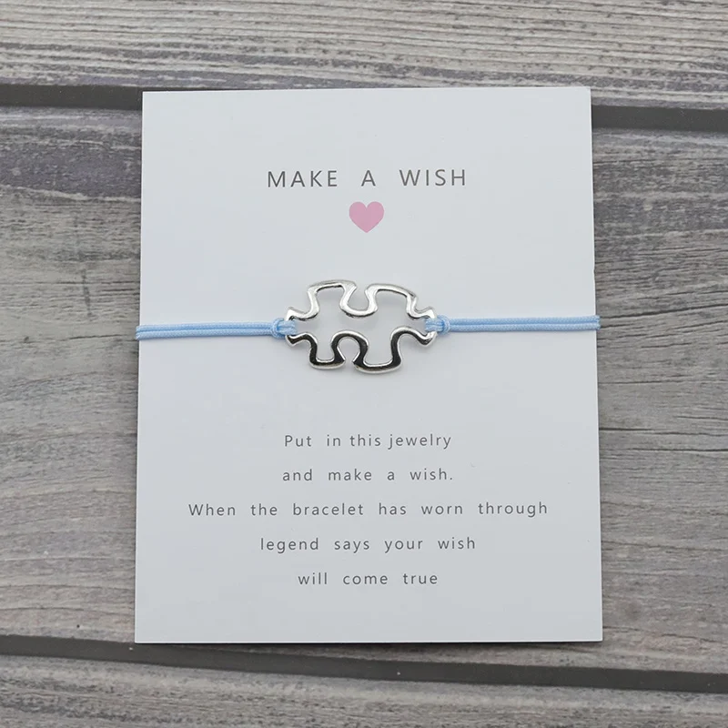 Серебряный аутистический Шарм счастливое пожелание карты Веревка Цепь