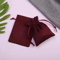 50 wine red jewelry packaging pouches custom personalized logo print drawstring bags chic wedding favor gift bags flannel bag
