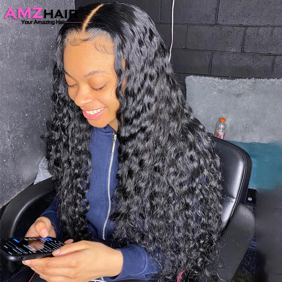 

HD Transparent Brazilian Water Wave Frontal Wig Lace Front Human Hair Wigs For Women Pre Plucked With Baby Hair Lace Closure Wig