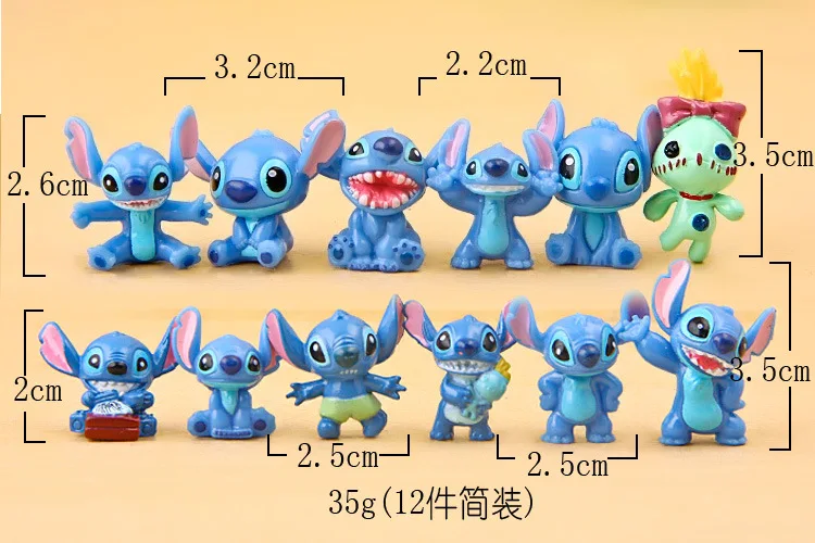Экшн-фигурки Disney 12 шт. кукла Лило Ститч 3 см мини-фигурка ститча микро Ландшафтная