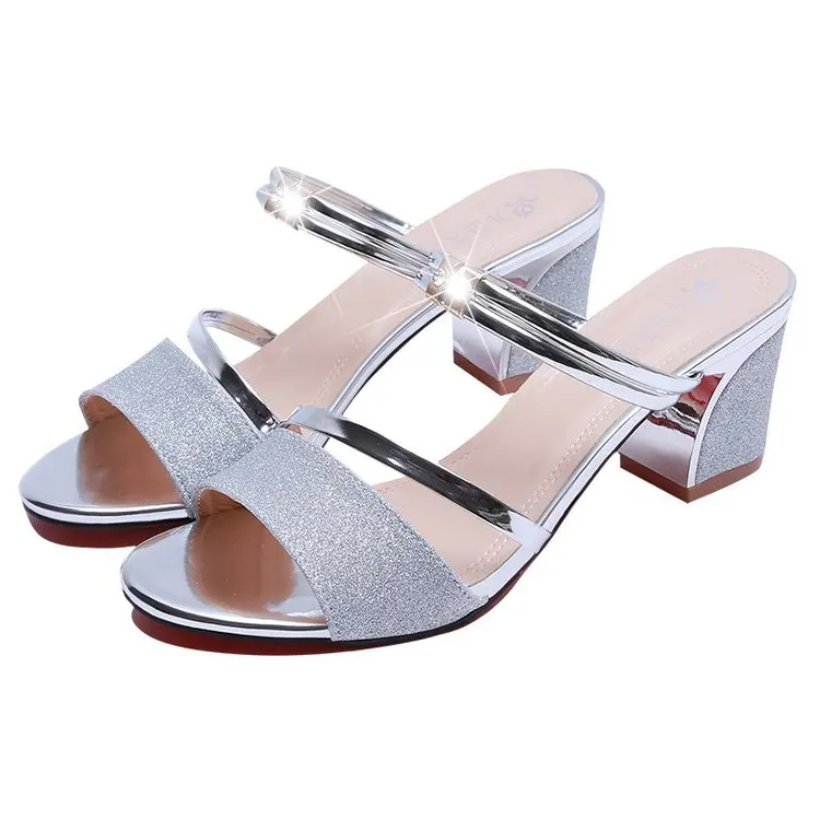 

NEW Bling Women sandals fashion summer square heel women sandals women sexy open toe sandals for roman women shoes 632