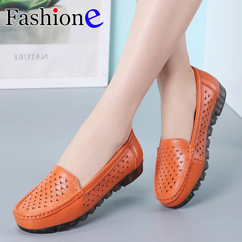 Старые женские мокасины Женская 2019 летняя Новинка кожаные удобная обувь на
