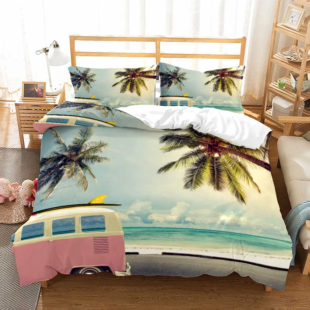 

3D Print Summer Scenery Duvet Cover Beautiful Landscape Bedding Set Fashion Bed Cover Set Home Funny Bed Quilt Cover 2/3 Pieces