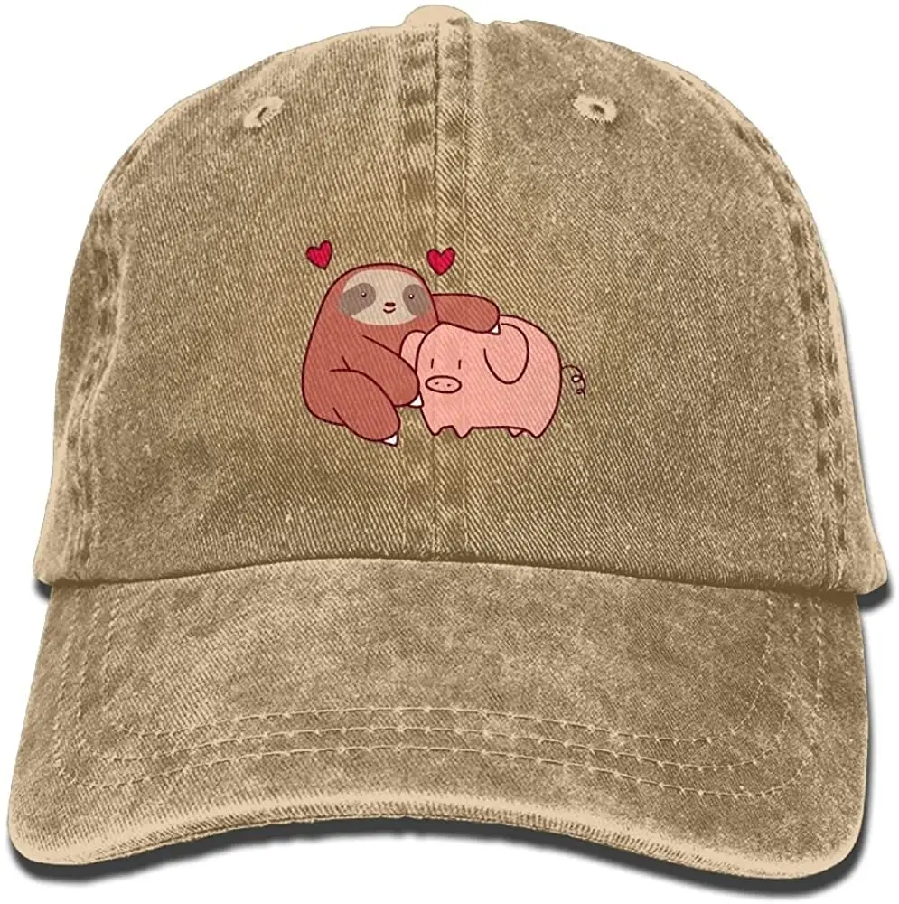 

Forever Love Pig Sloth Denim Hat Baseball Caps Adjustable Plain Cap