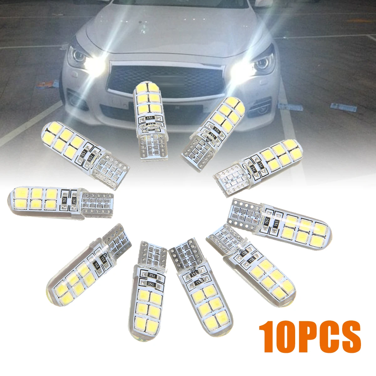 

10pcs/set T10 Width Light 2835 LED Canbus Super Bright Car Width Turn Signal Cornor Tail Side Maker Backup Light Lamp Bulb White