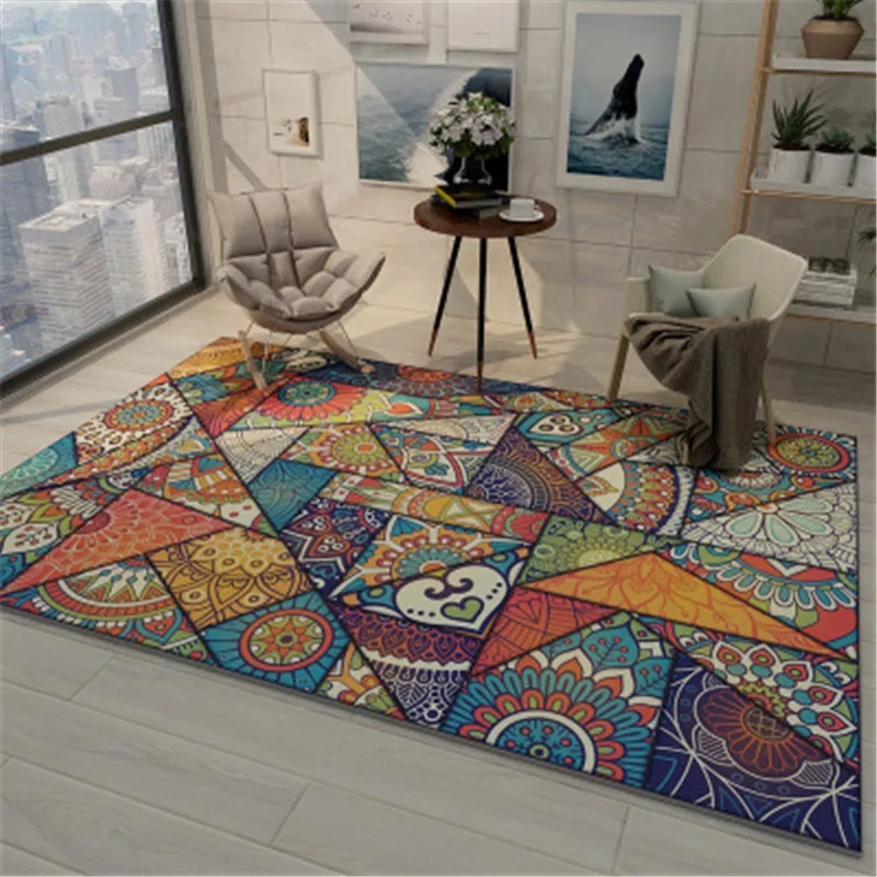 

Extra Large Simple Nordic Ins Carpet Living Room Coffee Table Bedroom Bedside Blanket Net Red Same Ethnic Style Washable Pad