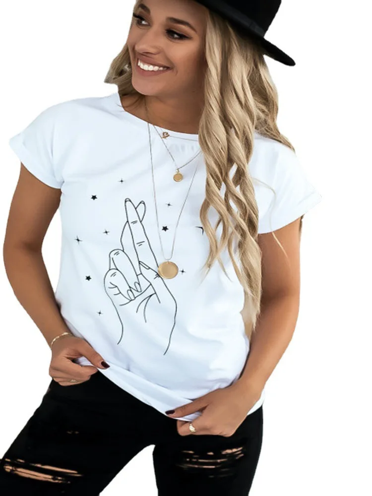 

Women's t Shirt Summer 2021 O neck Short Sleeve Graphics Print Pullover Fashion Ladies Top Casual t shirt Loose Tees