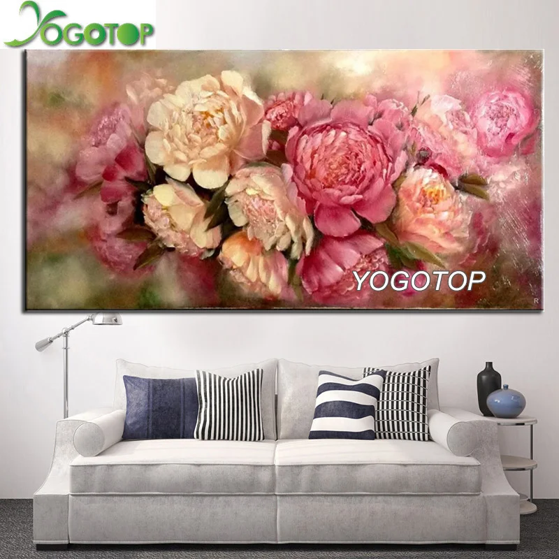 Большой 5D Diy Daimond картина с изображением розовых цветов пион 3D Алмазная мозаика