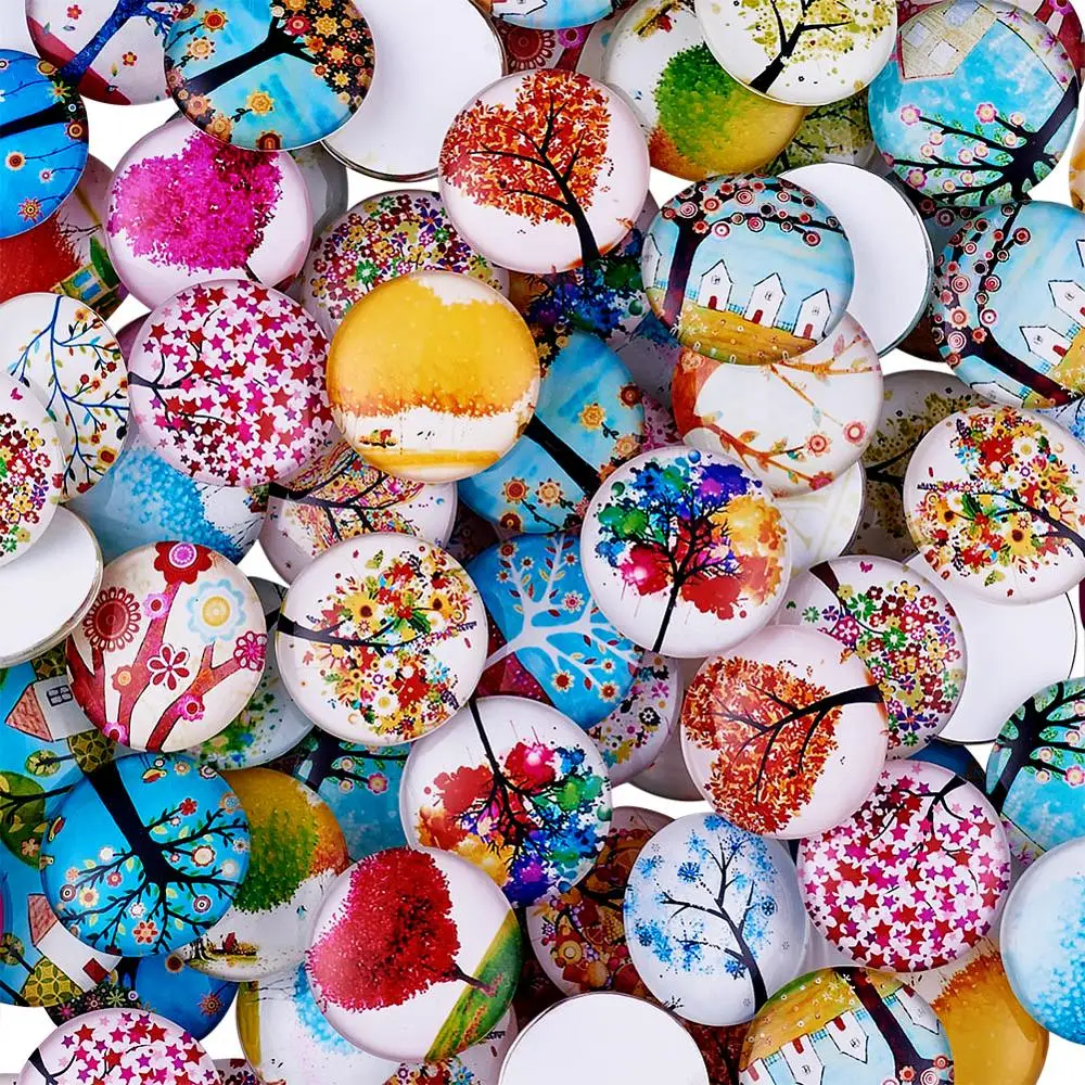 Стеклянные Кабошоны с плоской задней поверхностью 200 шт. 10 мм 12 14 15 16 18 20 дерево