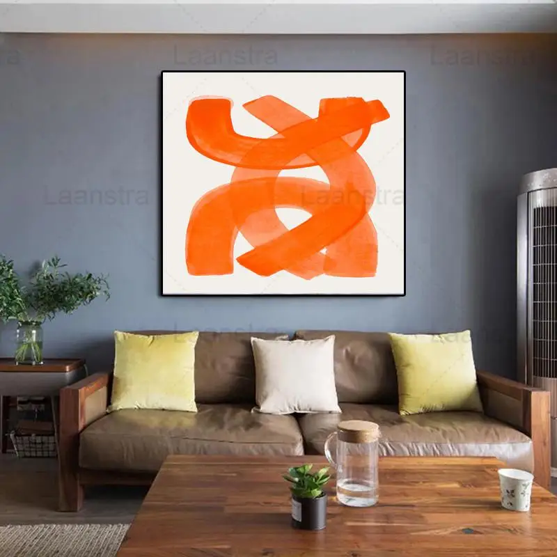 

Abstract Painting Orange Twisted Thick Line Canvas Painting Modern Home Decoration Wall Art Square Poster and Printing Frameless