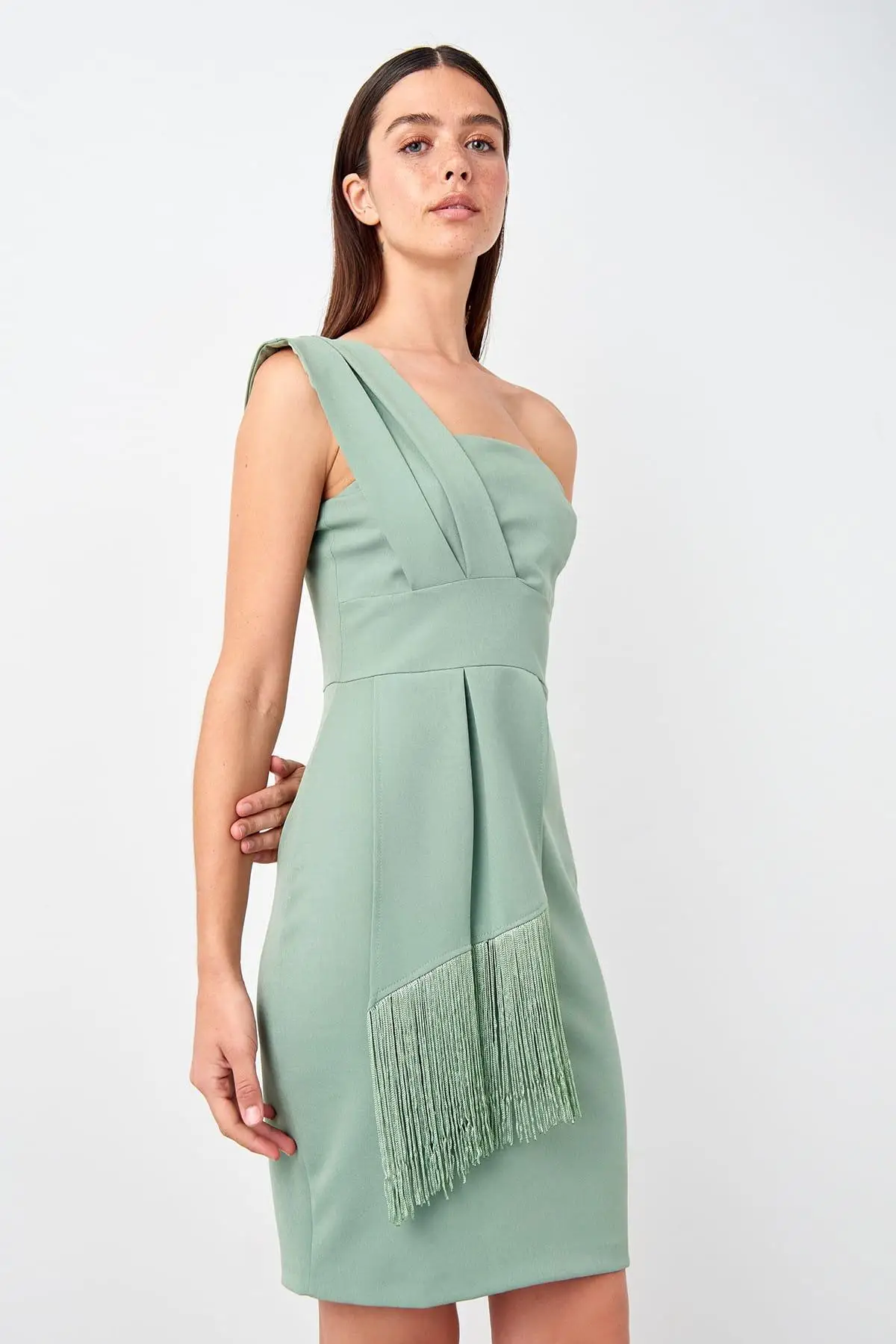 Trendyol зеленое платье с кисточками TPRSS19EL0331|Женские платья| |