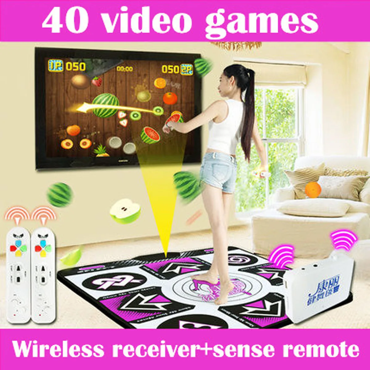 Original KL English menu 11 mm thickness single dance pad Non-Slip Pad yoga mat + 2 remote controller sense game for PC & TV