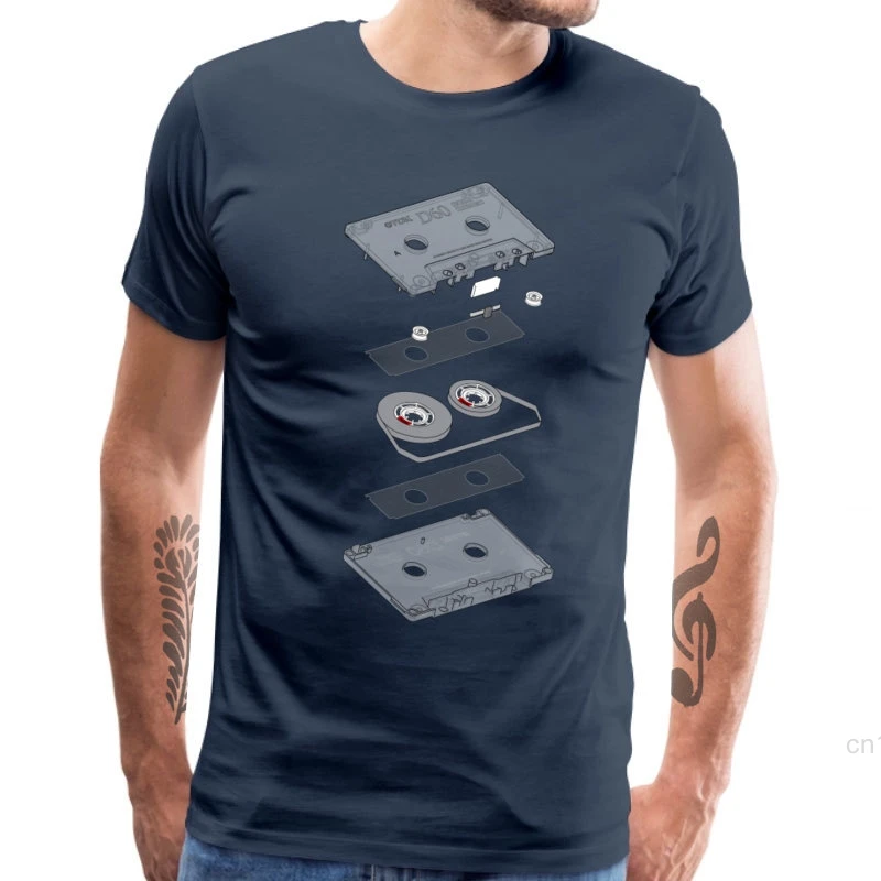 Мужская хлопковая футболка с коротким рукавом Кассетный взрыв анализ кассеты